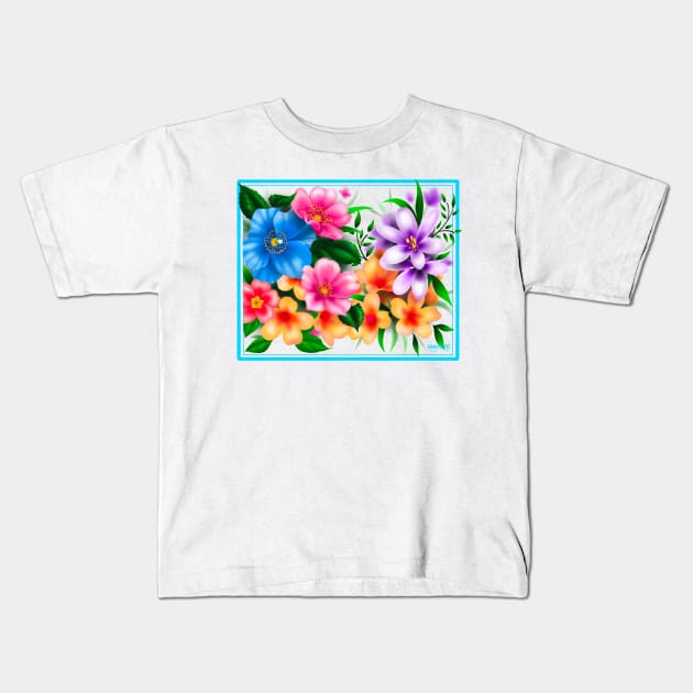 Pretty Flowers Kids T-Shirt by MetroInk